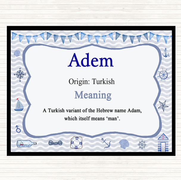 Adem Name Meaning Dinner Table Placemat Nautical