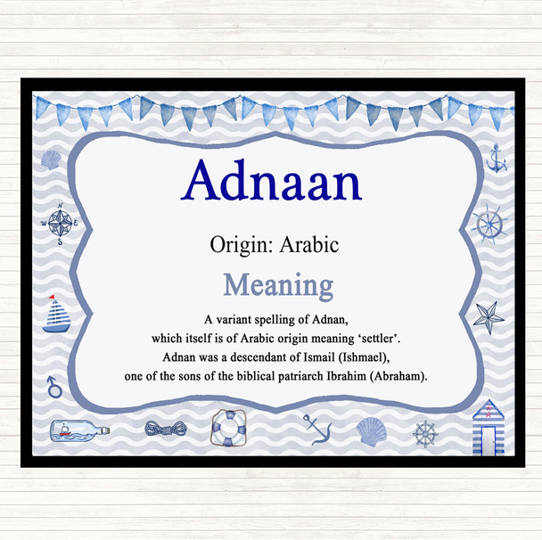 Adnaan Name Meaning Dinner Table Placemat Nautical