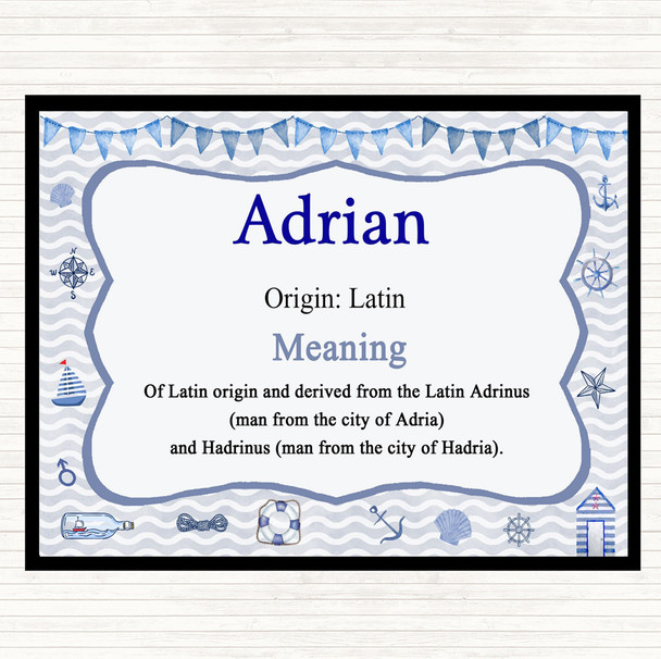 Adrian Name Meaning Dinner Table Placemat Nautical