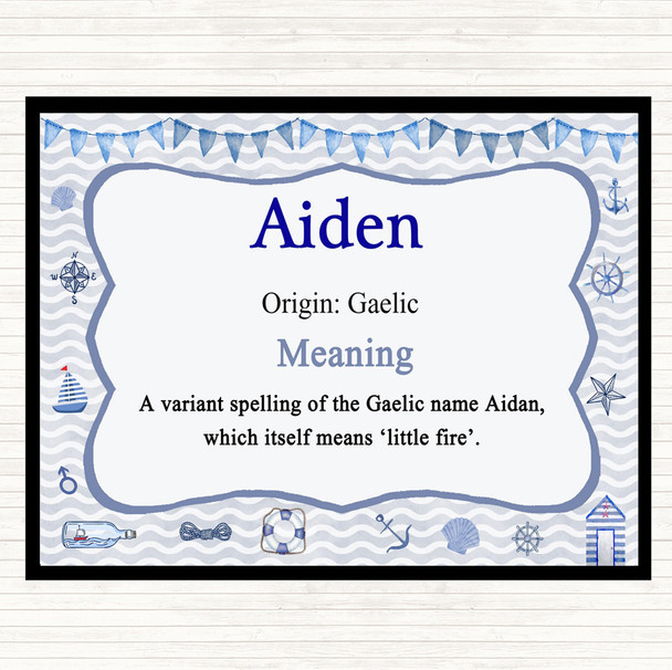 Aiden Name Meaning Dinner Table Placemat Nautical