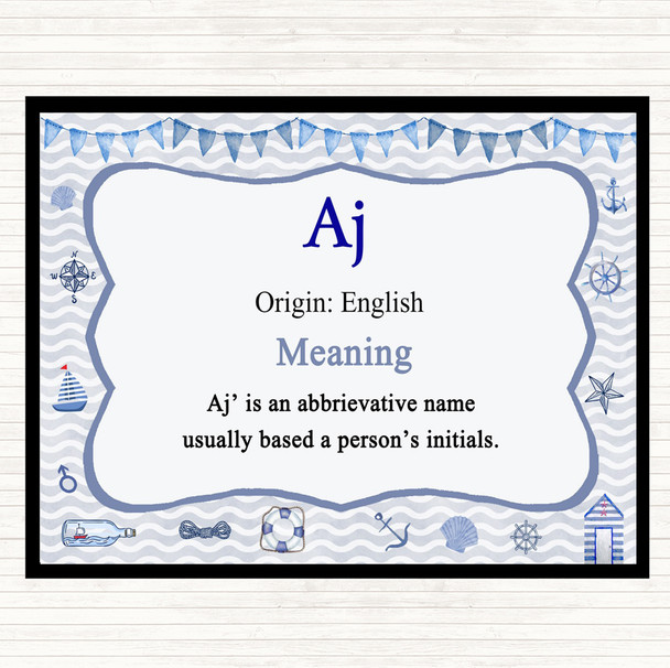 Aj Name Meaning Dinner Table Placemat Nautical