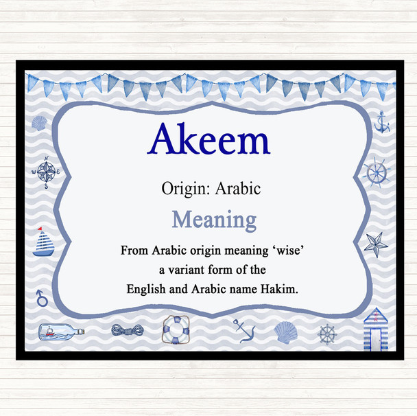 Akeem Name Meaning Dinner Table Placemat Nautical