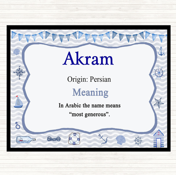 Akram Name Meaning Dinner Table Placemat Nautical