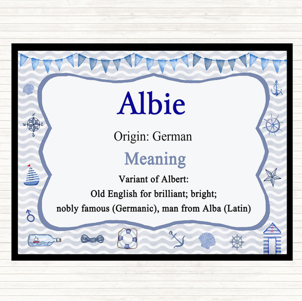 Albie Name Meaning Dinner Table Placemat Nautical