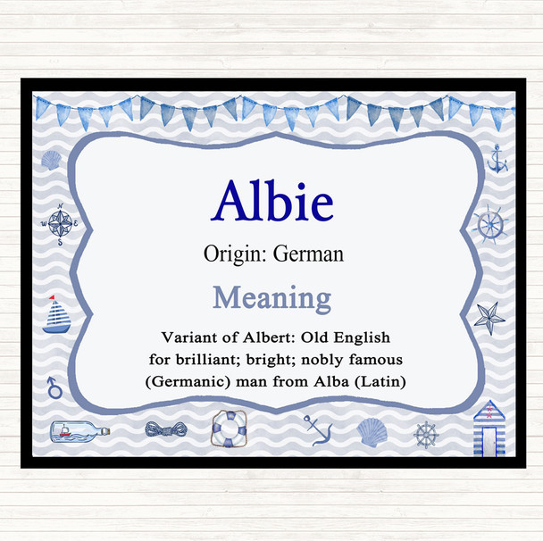 Albie. Name Meaning Dinner Table Placemat Nautical