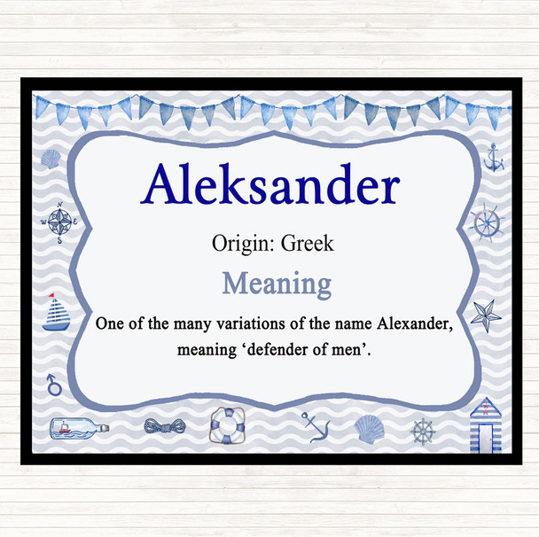 Aleksander Name Meaning Dinner Table Placemat Nautical