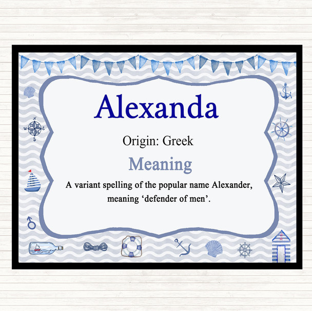 Alexanda Name Meaning Dinner Table Placemat Nautical