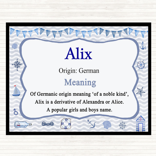 Alix Name Meaning Dinner Table Placemat Nautical