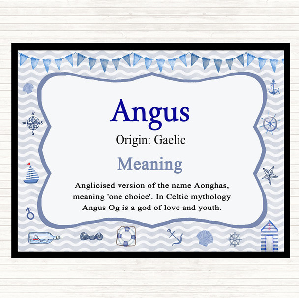 Angus Name Meaning Dinner Table Placemat Nautical