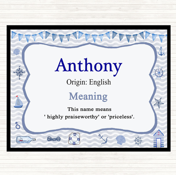 Anthony Name Meaning Dinner Table Placemat Nautical