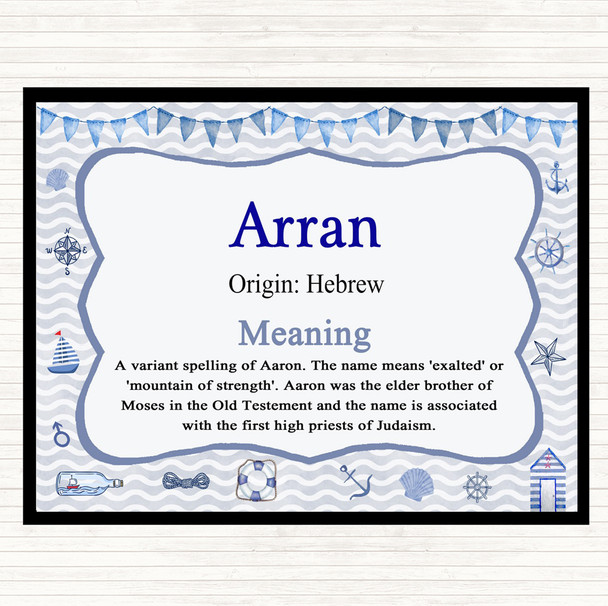 Arran Name Meaning Dinner Table Placemat Nautical