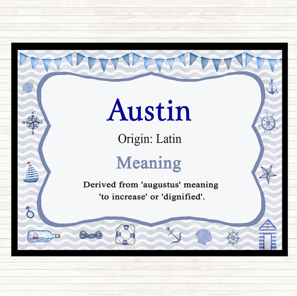 Austin Name Meaning Dinner Table Placemat Nautical