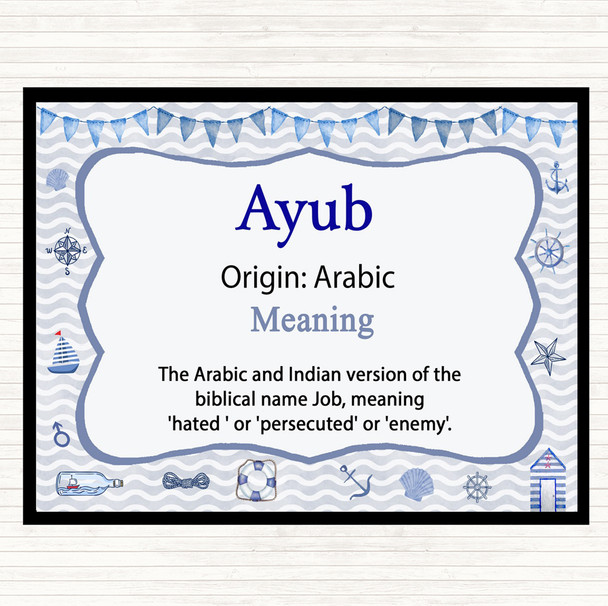 Ayub Name Meaning Dinner Table Placemat Nautical