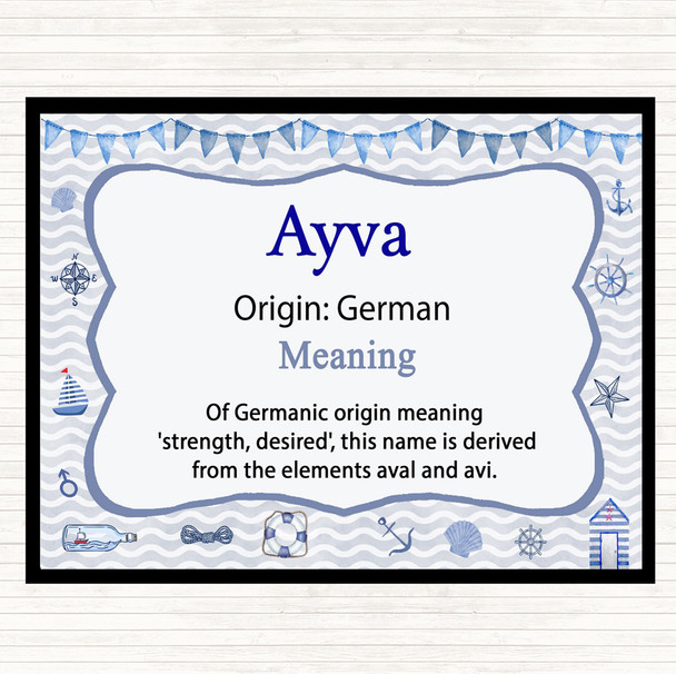 Ayva Name Meaning Dinner Table Placemat Nautical