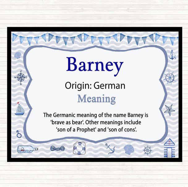 Barney Name Meaning Dinner Table Placemat Nautical