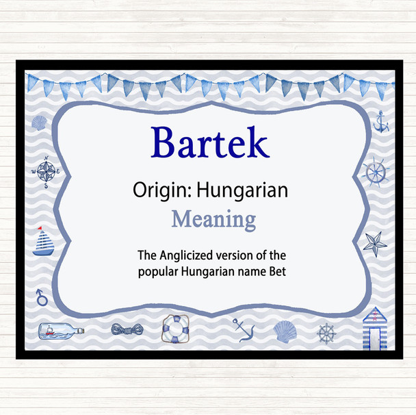 Bartek Name Meaning Dinner Table Placemat Nautical