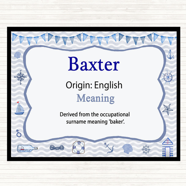 Baxter Name Meaning Dinner Table Placemat Nautical