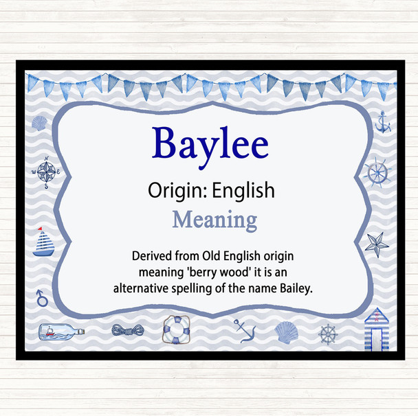 Baylee Name Meaning Dinner Table Placemat Nautical