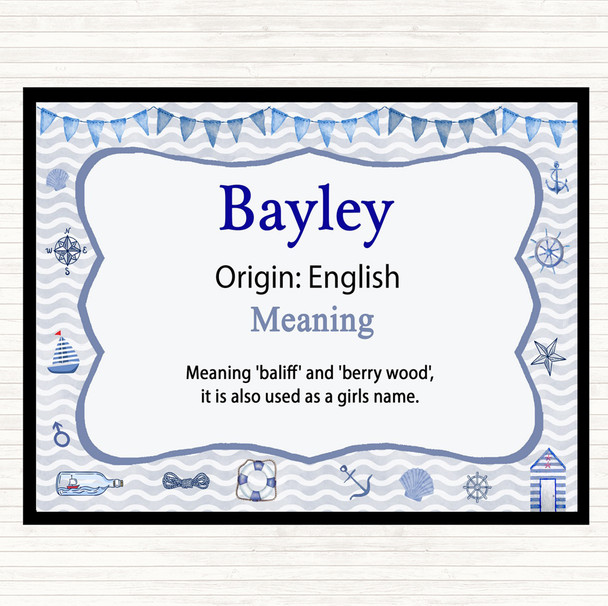 Bayley Name Meaning Dinner Table Placemat Nautical