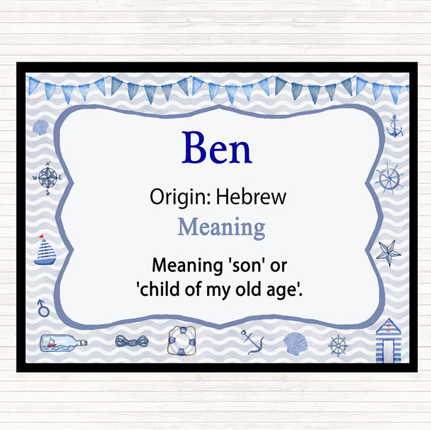 Ben Name Meaning Dinner Table Placemat Nautical