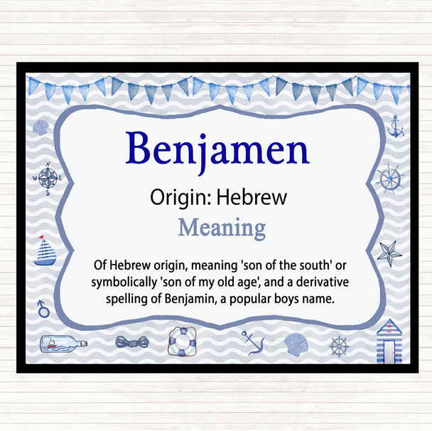 Benjamen Name Meaning Dinner Table Placemat Nautical