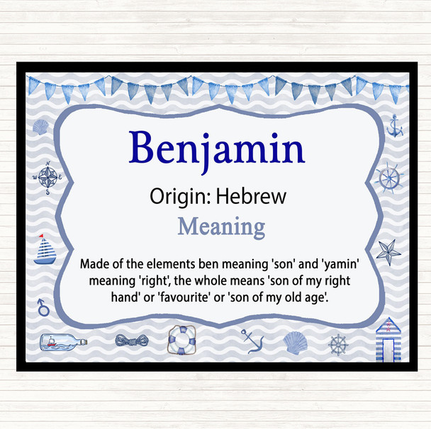 Benjamin Name Meaning Dinner Table Placemat Nautical