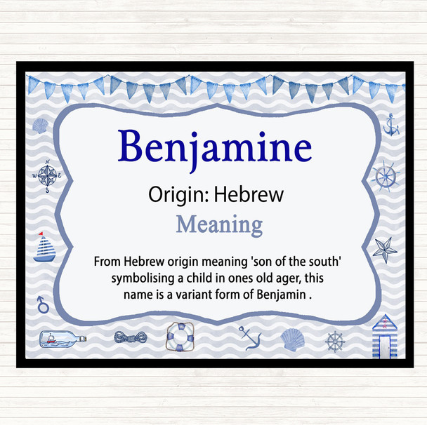 Benjamine Name Meaning Dinner Table Placemat Nautical