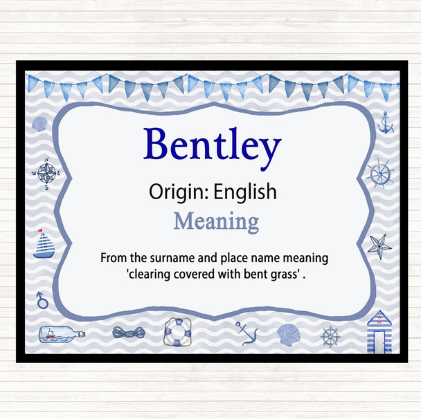 Bentley Name Meaning Dinner Table Placemat Nautical