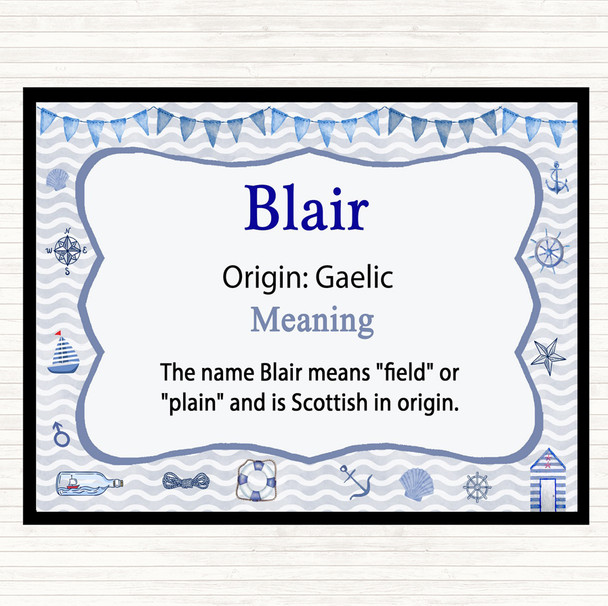Blair Name Meaning Dinner Table Placemat Nautical
