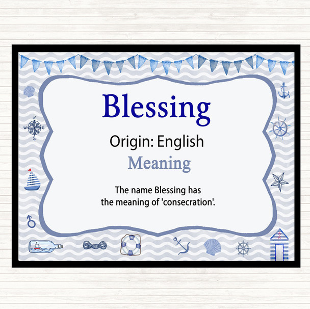 Blessing Name Meaning Dinner Table Placemat Nautical