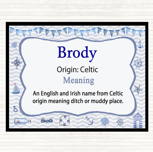 Brody Name Meaning Dinner Table Placemat Nautical