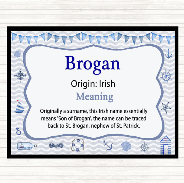 Brogan Name Meaning Dinner Table Placemat Nautical