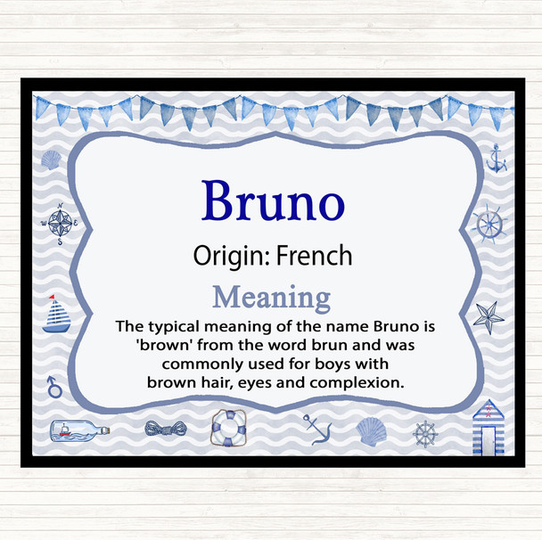 Bruno Name Meaning Dinner Table Placemat Nautical