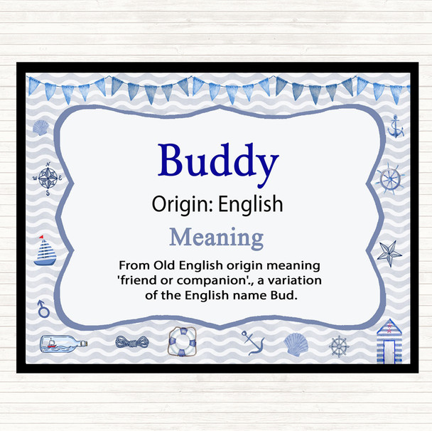 Buddy Name Meaning Dinner Table Placemat Nautical