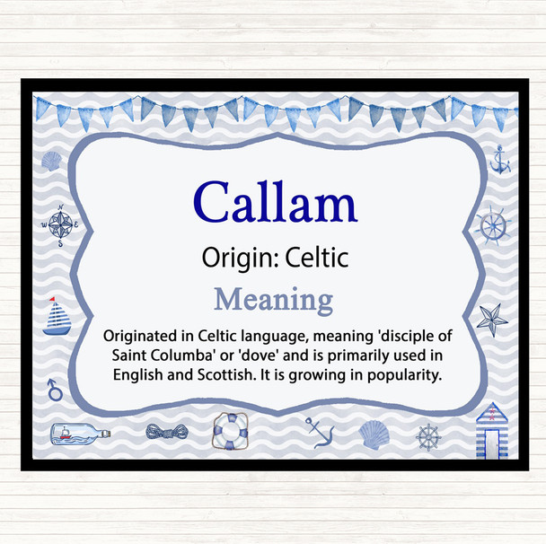 Callam Name Meaning Dinner Table Placemat Nautical