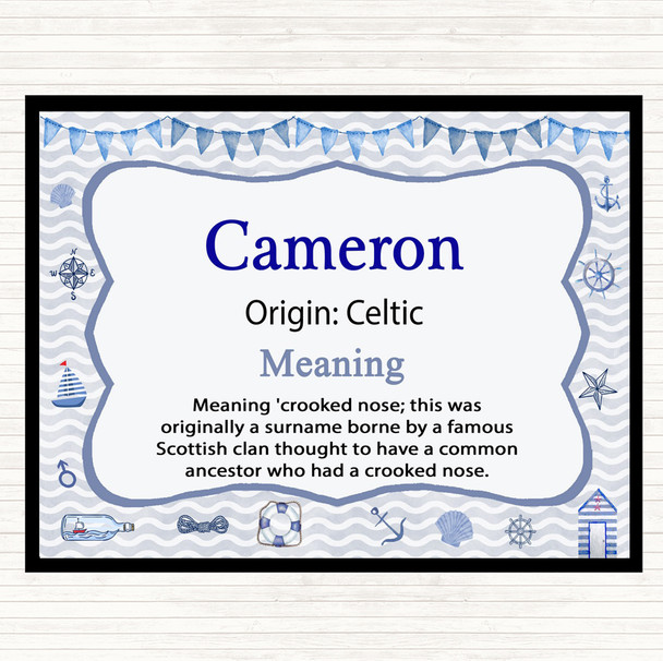 Cameron Name Meaning Dinner Table Placemat Nautical