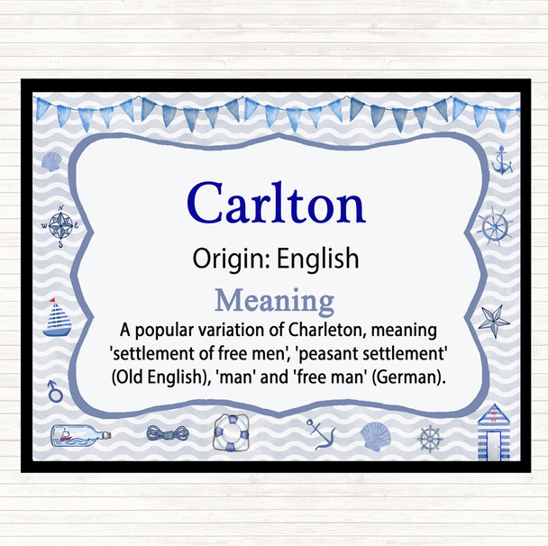 Carlton Name Meaning Dinner Table Placemat Nautical