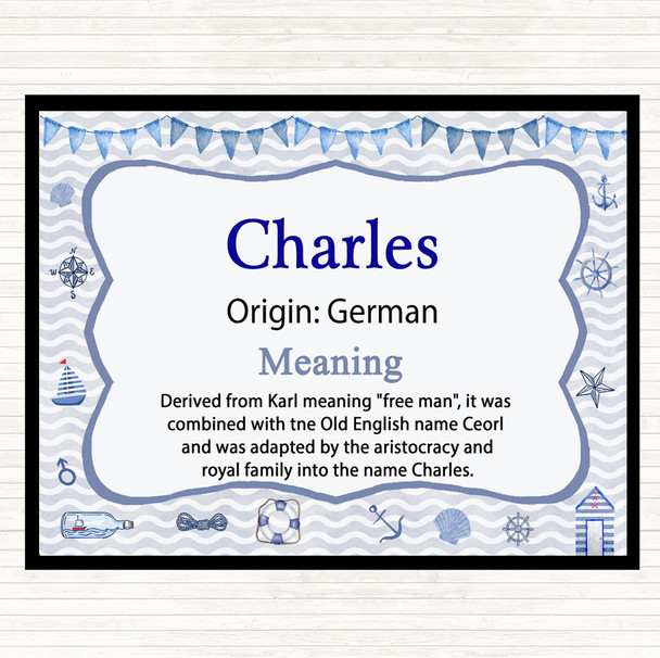 Charles Name Meaning Dinner Table Placemat Nautical