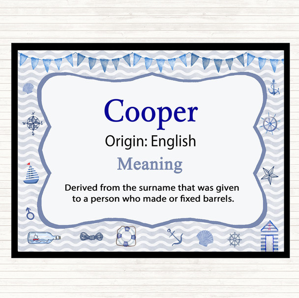 Cooper Name Meaning Dinner Table Placemat Nautical
