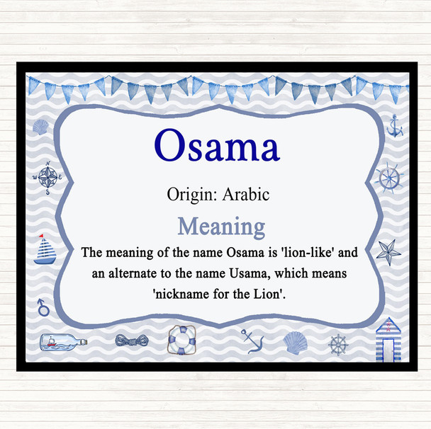 Osama Name Meaning Dinner Table Placemat Nautical