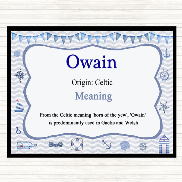 Owain Name Meaning Dinner Table Placemat Nautical