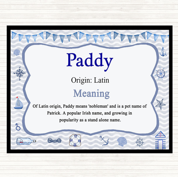Paddy Name Meaning Dinner Table Placemat Nautical