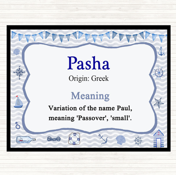 Pasha Name Meaning Dinner Table Placemat Nautical