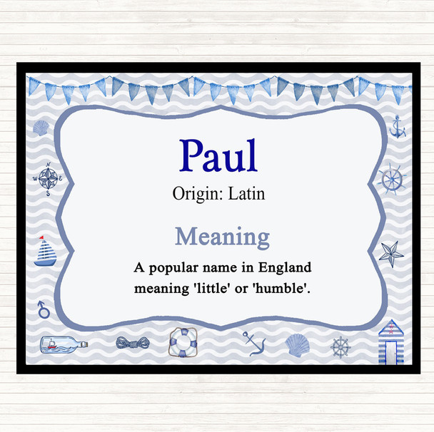 Paul Name Meaning Dinner Table Placemat Nautical