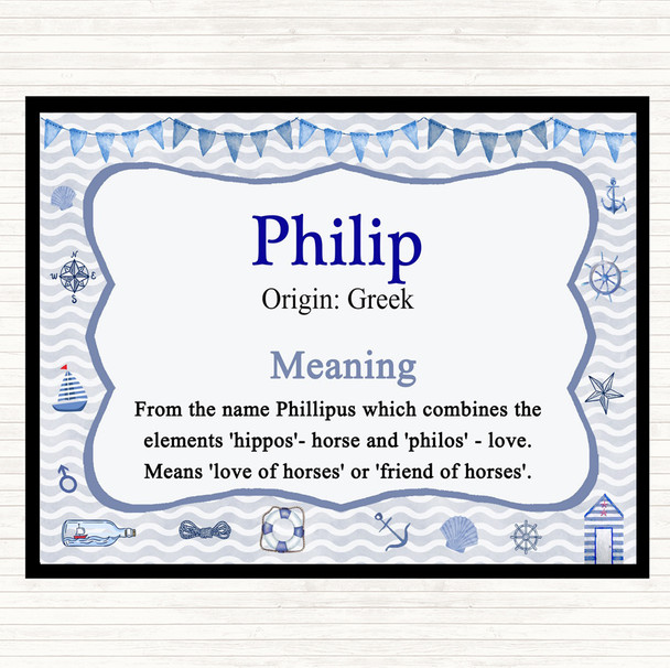 Philip Name Meaning Dinner Table Placemat Nautical