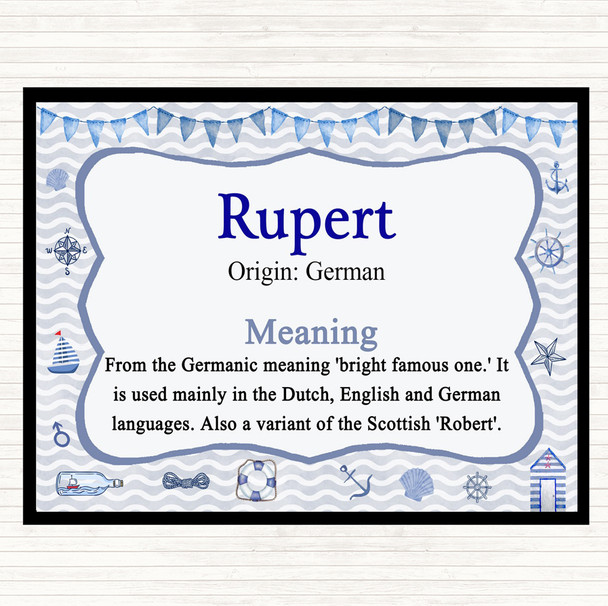 Rupert Name Meaning Dinner Table Placemat Nautical