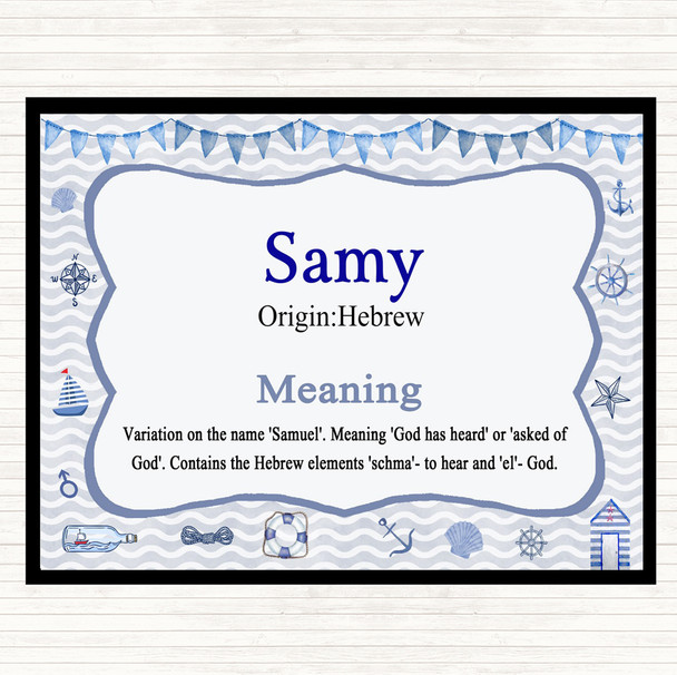 Samy Name Meaning Dinner Table Placemat Nautical