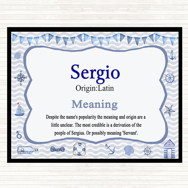 Sergio Name Meaning Dinner Table Placemat Nautical