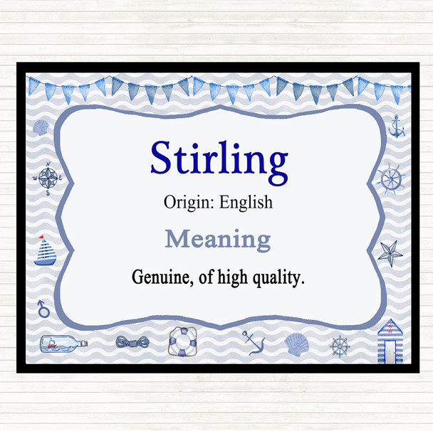 Stirling Name Meaning Dinner Table Placemat Nautical
