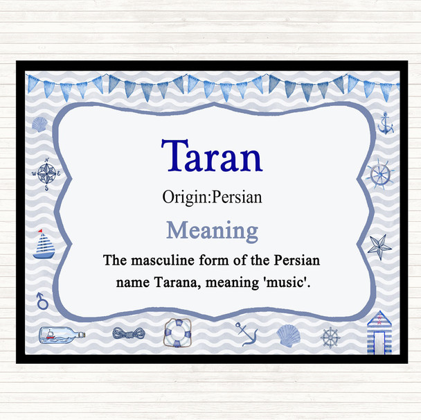 Taran Name Meaning Dinner Table Placemat Nautical